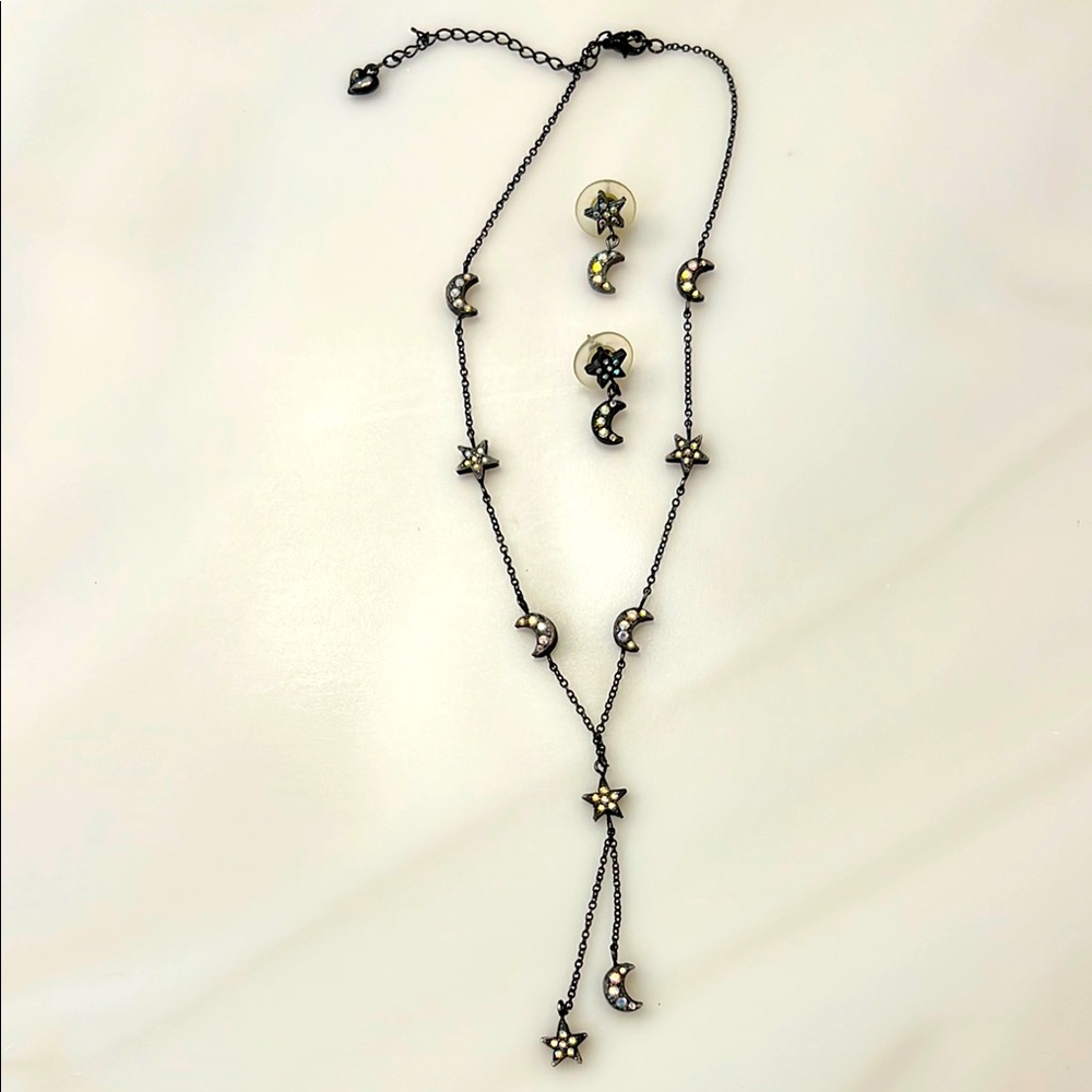 Elegant Black and rhinestones Star and Moon Jewelry Set